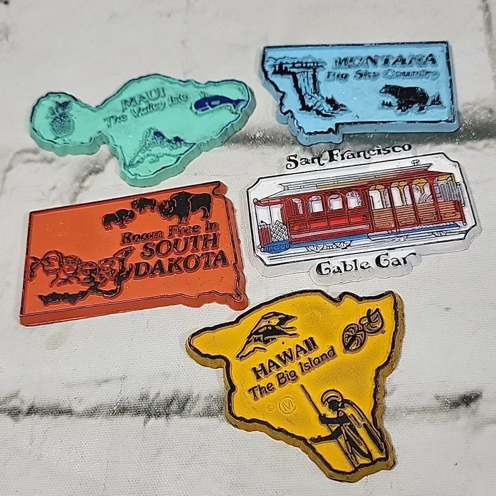 Vintage Fridge‎ Magnets US States Travel Souvenir Lot Of 5 Rubber Hawaii Montana